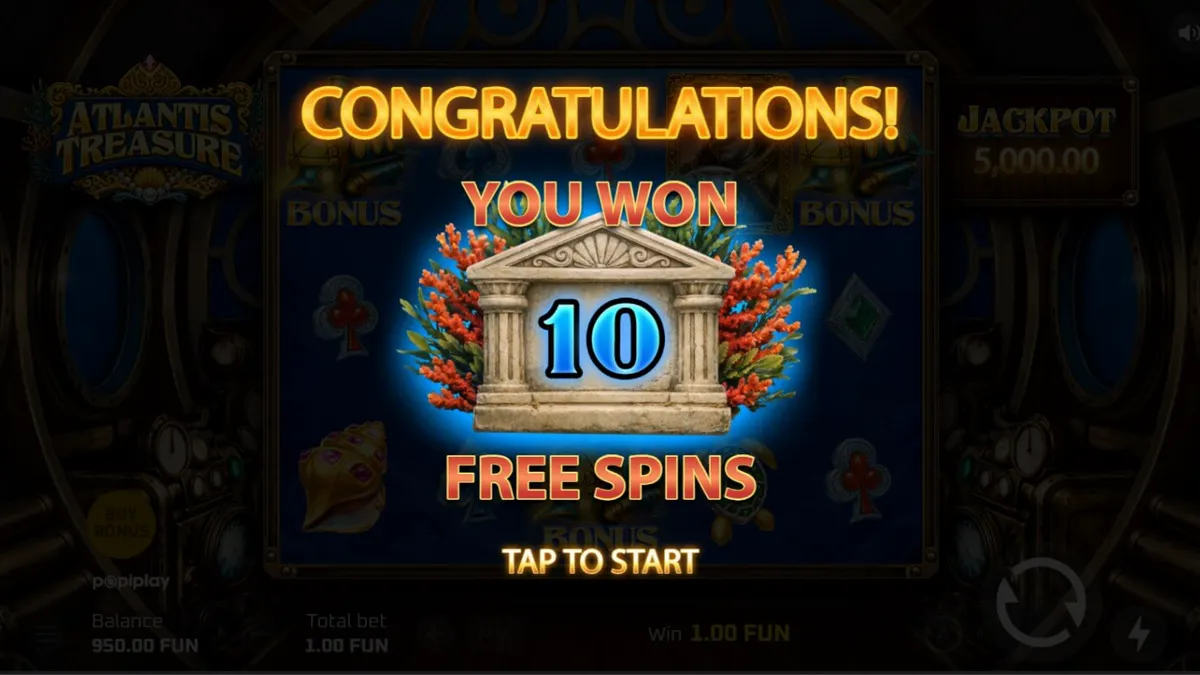 Pemandangan bawah laut steampunk dalam slot Atlantis Treasure